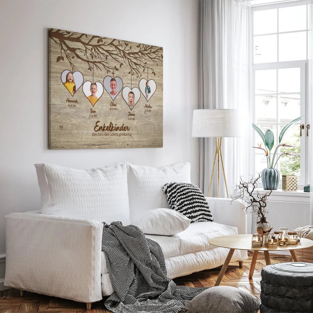 Personalisierte Leinwand "Enkelkinder" für Opa orde Oma