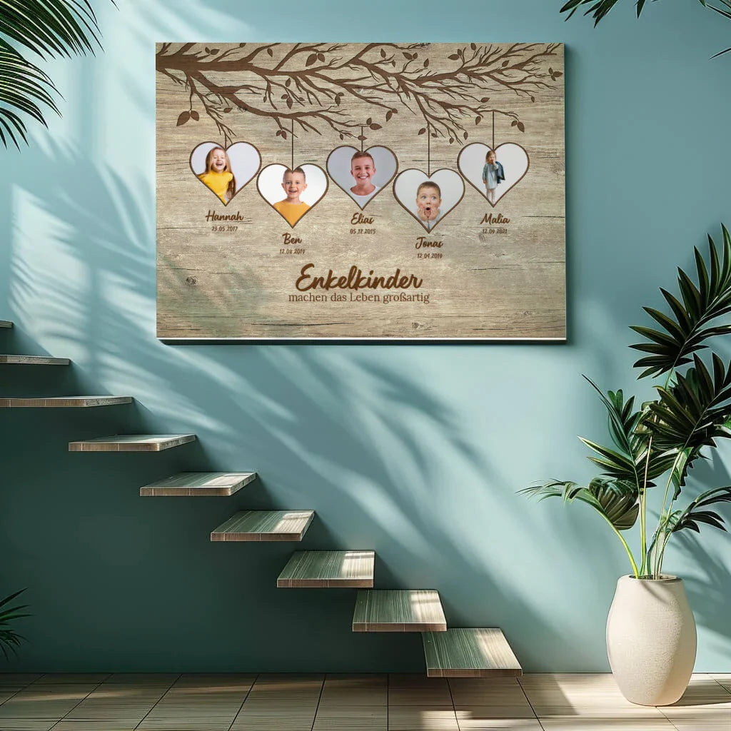 Personalisierte Leinwand "Enkelkinder" für Opa orde Oma