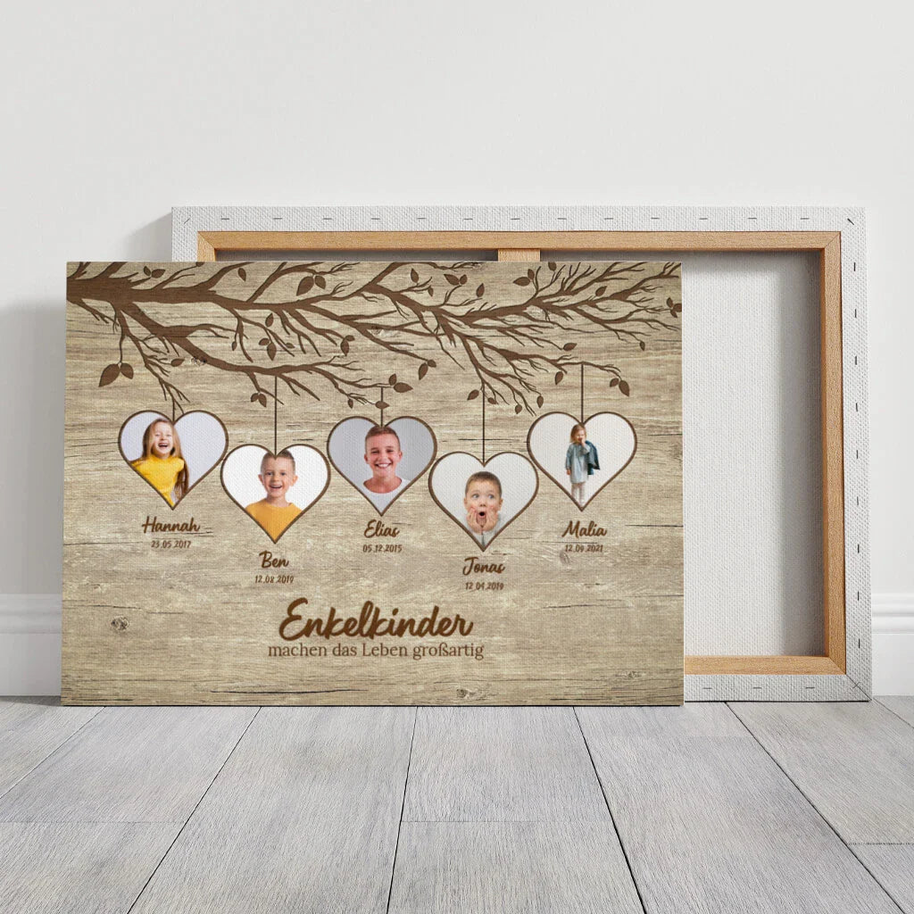 Personalisierte Leinwand "Enkelkinder" für Opa orde Oma