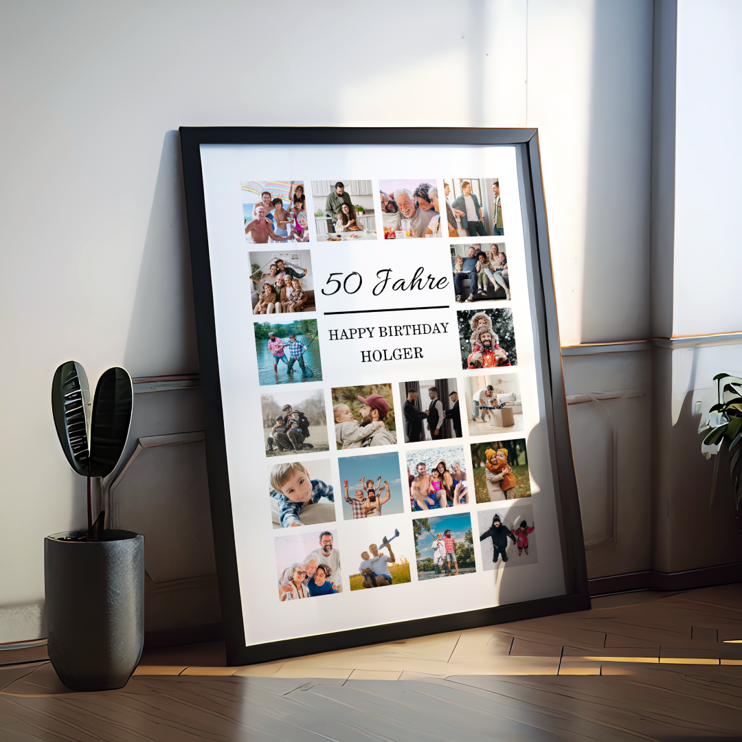 Personalisiert Fotocollage 50. Geburtstag