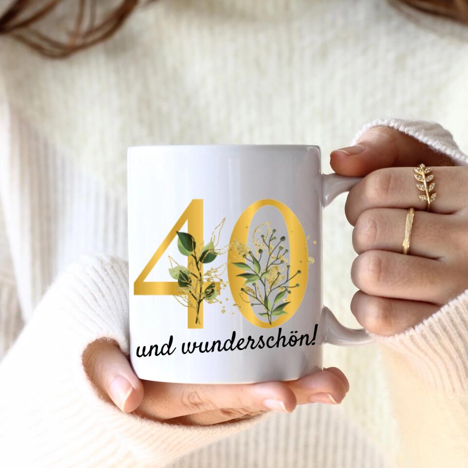 "Edel & Floral" 10-90 Geburtstag | Personalisierte Tasse(330ml)