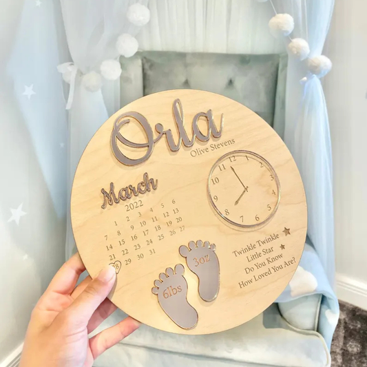 Personalisiertes Baby-Erinnerungsschild zur Geburt