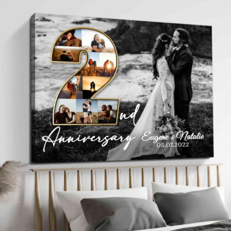 Personalisierte Leinwand zum 2. Hochzeitstag für Paare