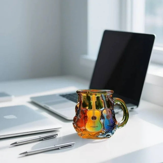 Handgemachte Niedliche Gitarren-Kunst-Tasse