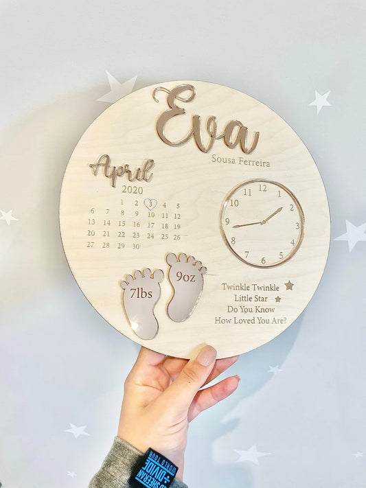 Personalisiertes Baby-Erinnerungsschild zur Geburt