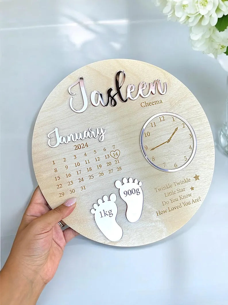 Personalisiertes Baby-Erinnerungsschild zur Geburt