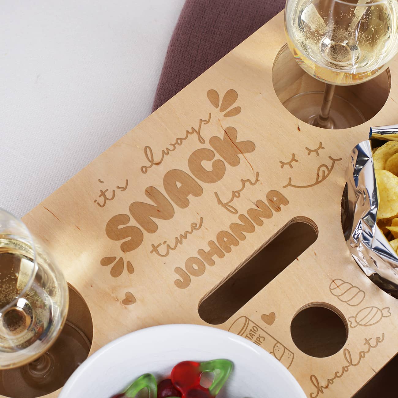 Snackbar "It's always snack time" – Persönlicher Snack-Hotspot für Couch & Co.