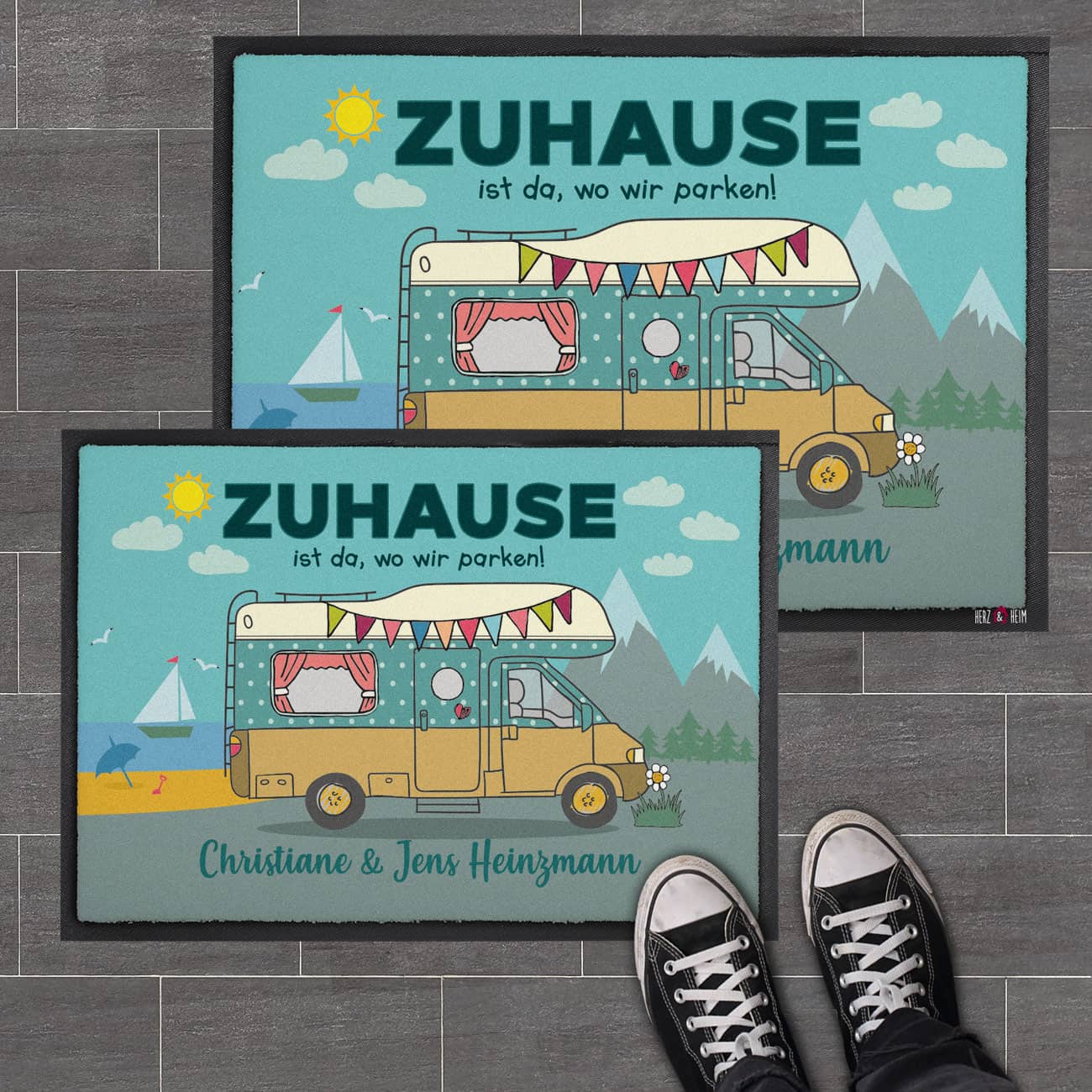 Bedruckte Fußmatte mit Wohnmobil