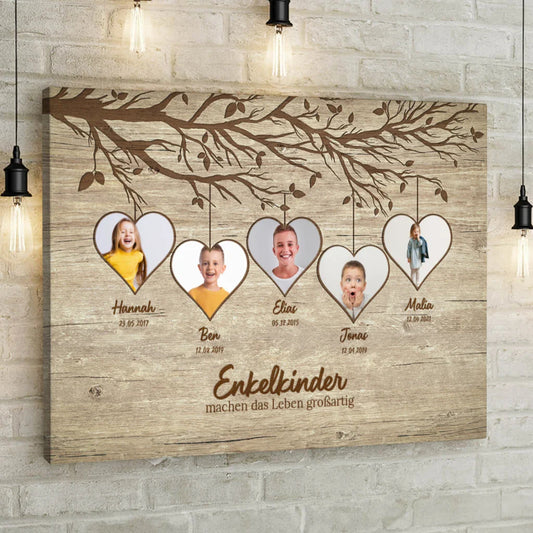 Personalisierte Leinwand "Enkelkinder" für Opa orde Oma