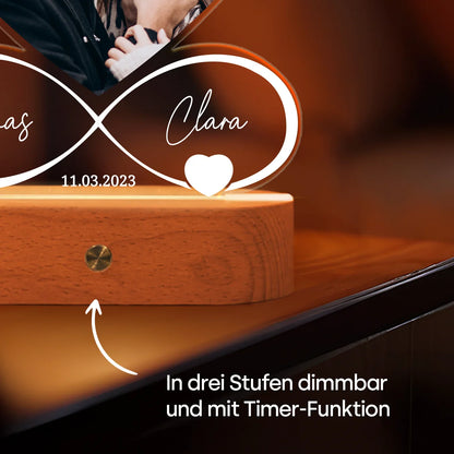 Personalisiertes Acryl-Licht "Für immer"wird mit Namen, Datum & Foto personalisiert
