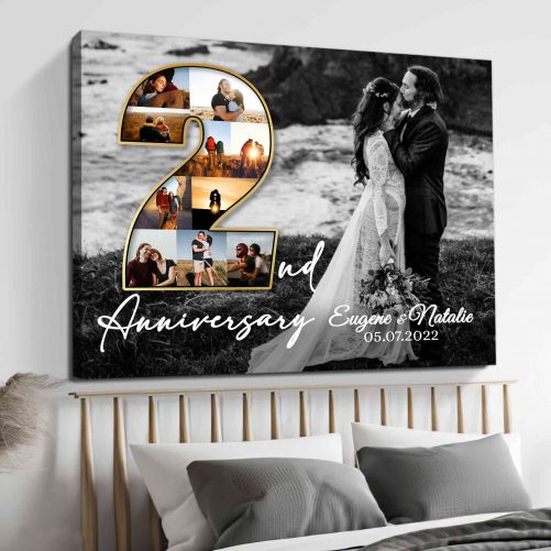 Personalisierte Leinwand zum 2. Hochzeitstag für Paare