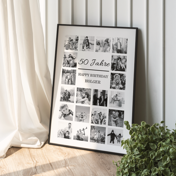 Personalisiert Fotocollage 50. Geburtstag