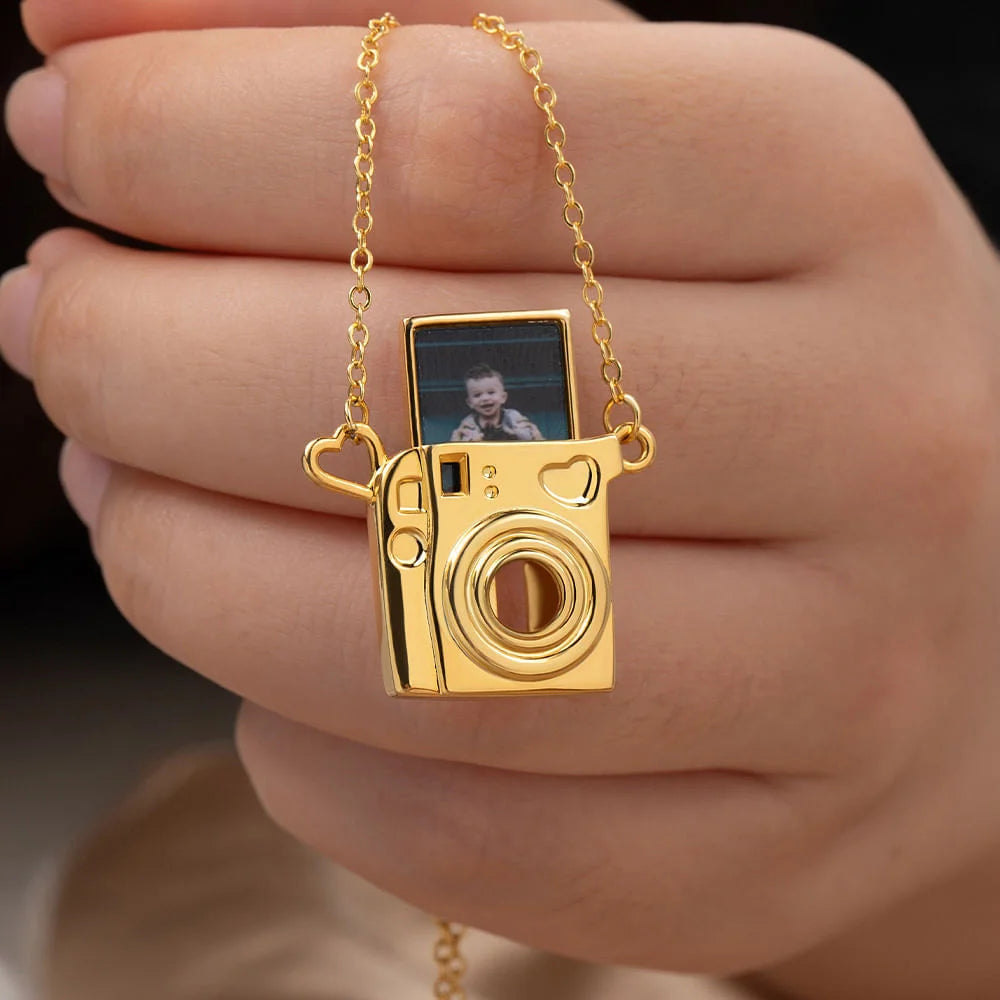 Personalisierte Mini-Kamera-Kettenanhänger mit ausziehbarem Foto ist ein bezauberndes Geschenk für Fotoliebhaber