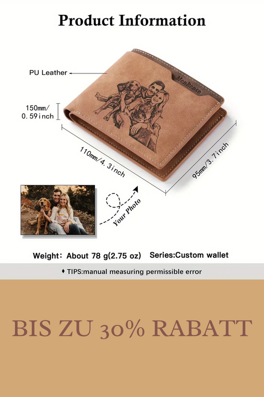 Personalisiertes Herren-Portemonnaie mit eigenem Foto – Hochwertiges PU-Leder in modernem Design als originelles Geschenk für Männer