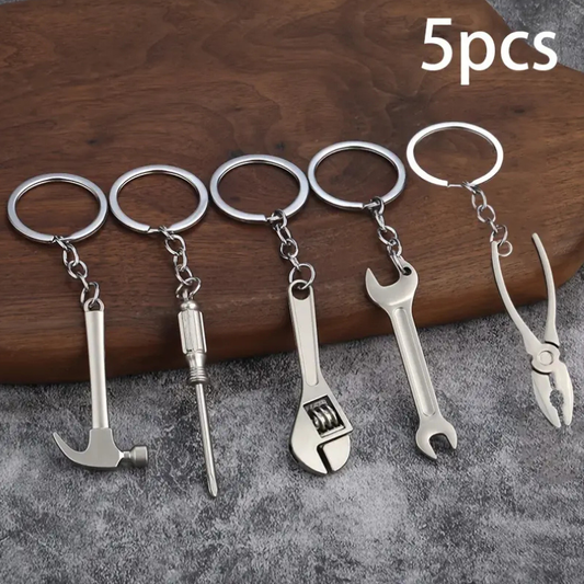 5er-Set Mini-Werkzeug-Schlüsselanhänger aus Aluminium – Street Style & Multitool-Design