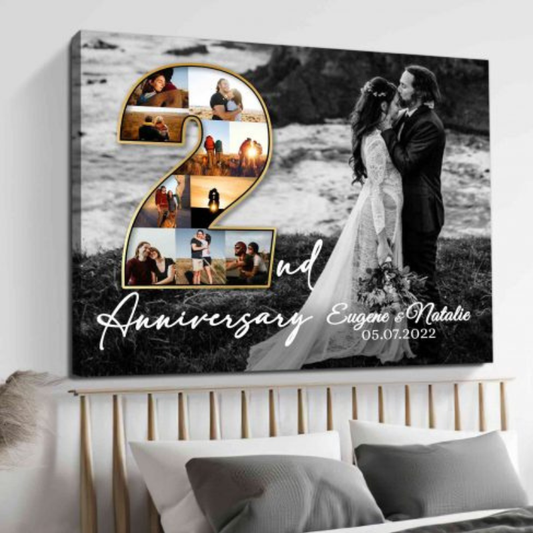 Personalisierte Leinwand zum 2. Hochzeitstag für Paare