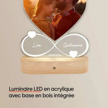Personalisiertes Acryl-Licht "Für immer"wird mit Namen, Datum & Foto personalisiert