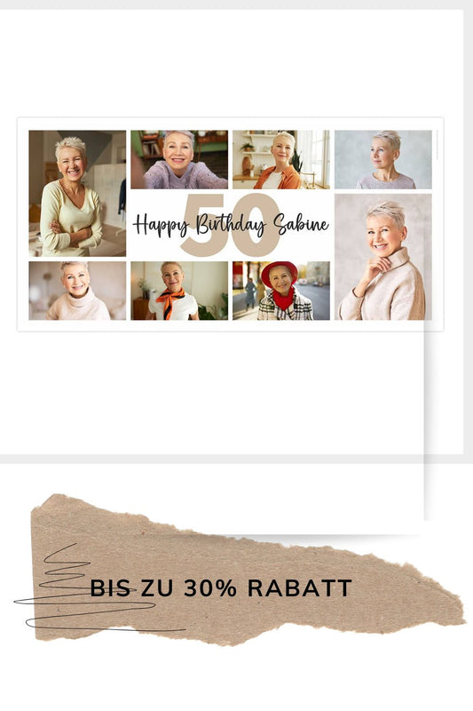 Elegantes Banner mit Blumen und Glitzer – romantisches Geschenk für Frauen zur Geburtstagsfeier