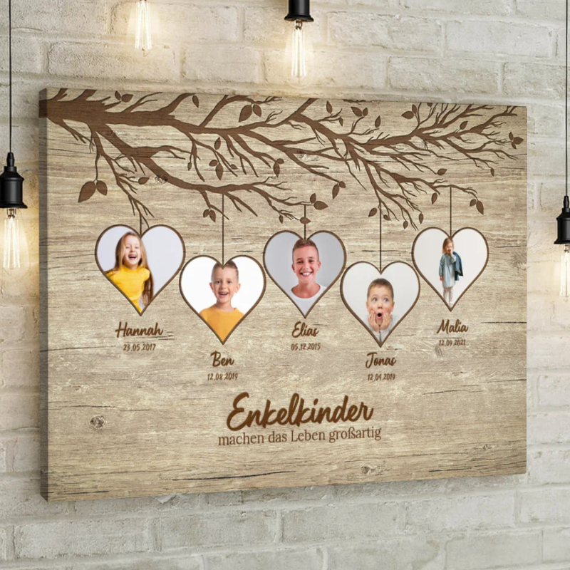Personalisierte Leinwand "Enkelkinder" für Opa orde Oma