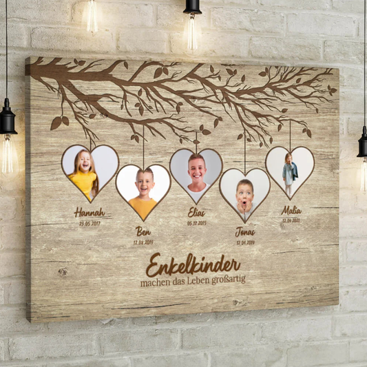 Personalisierte Leinwand "Enkelkinder" für Opa orde Oma